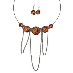 Marysol Necklace &‎ Earring  leopard pattern SKUW425
